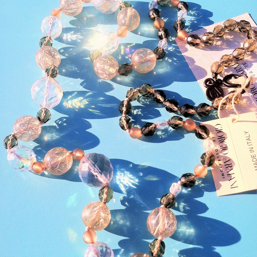 Vintage Runway Couture ARMANI Collezione necklace RARE NWT Iridescent crystal - Picture 6 of 8